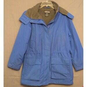 Lands End Hooded Parka Winter Jacket Women's Medium (10-12) Blue Ski Snow Lined